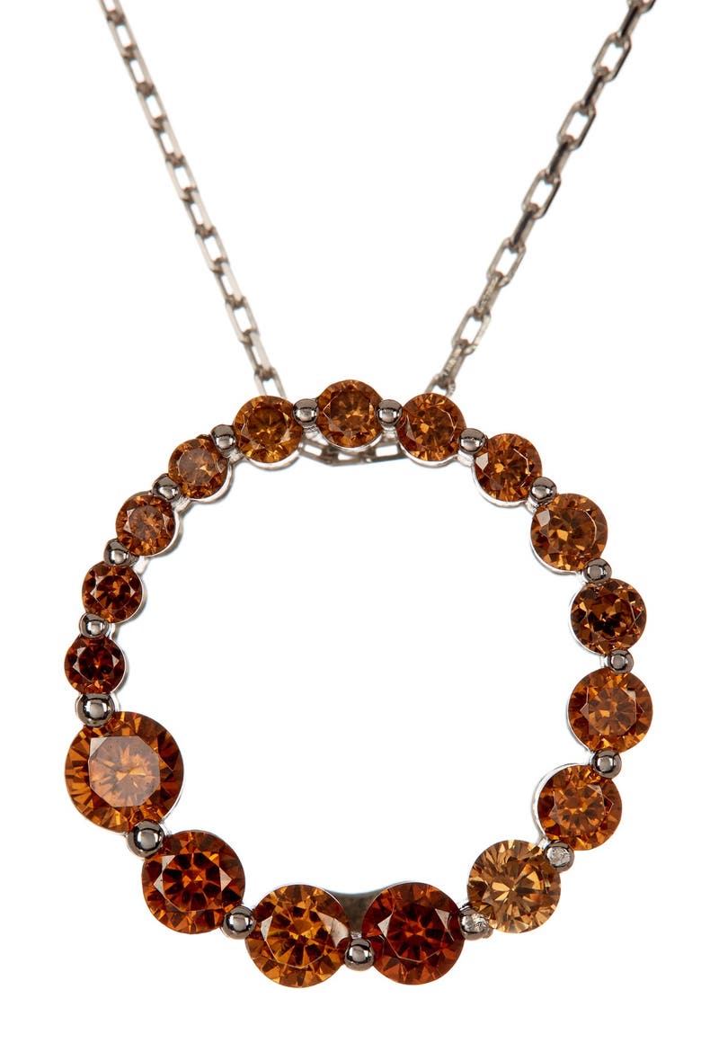 Sterling Silver Chocolate CZ Journey Pendant Necklace, Main, color, BROWN