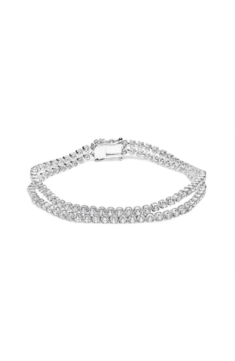 Haus of Brilliance 18K White Gold 5 3/5 Ctw Diamond Double Row Link Tennis Bracelet, Main, color, White