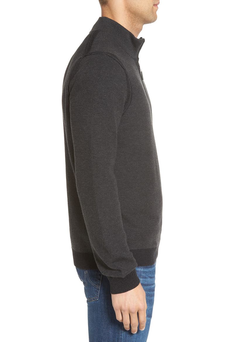 'Make Mine a Double' Reversible Quarter Zip Sweater, Alternate, color, COAL