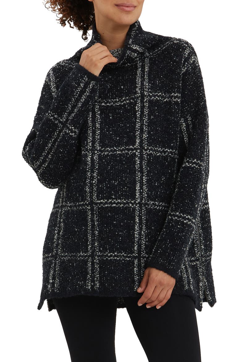 Lia Check Maternity/Nursing Sweater, Main, color, BLACK WINDOWPANE
