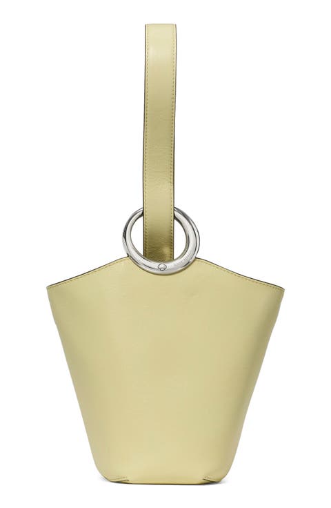 mini halo fine grain leather bucket bag