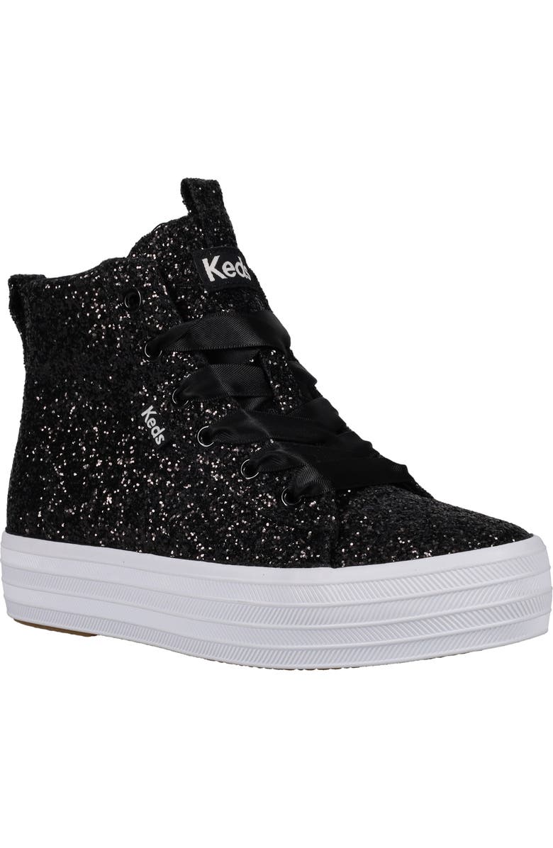 Keds<sup>®</sup> Kids' Triple Up Glitter Celebration High Top Sneaker, Main, color,