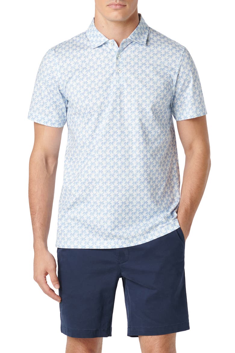 Victor OoohCotton® Leaf Print Polo, Main, color, AZURE