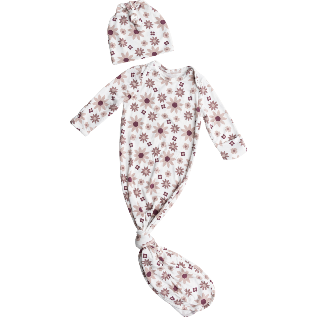 Kindred Bravely Knotted Baby Gown And Hat In White