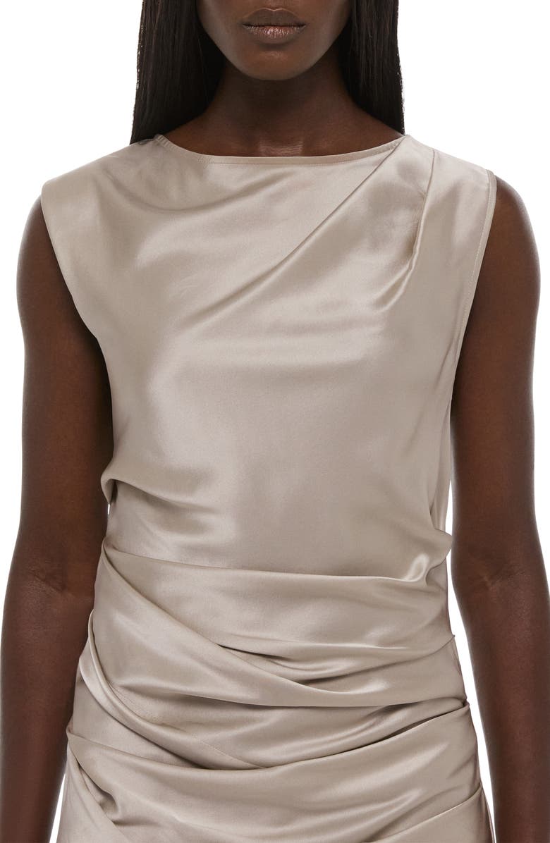 Helmut Lang Drape Sleeveless Silk Dress, Alternate, color, 