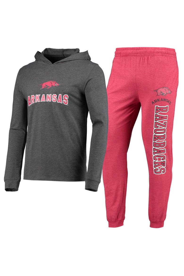 Men's Concepts Sport Cardinal/Heather Charcoal Arkansas Razorbacks Meter Long Sleeve Hoodie T-Shirt & Jogger Pajama Set, Main, color, Cardinal