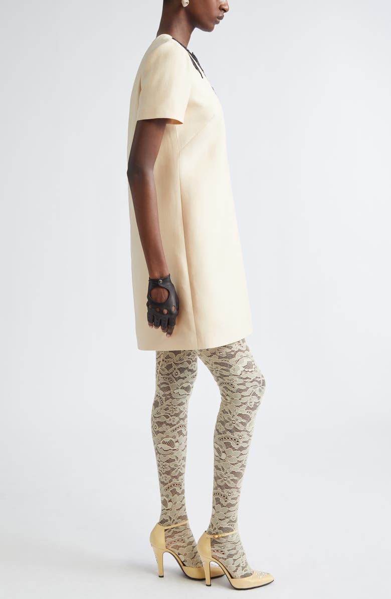 Valentino Beaded Bow Detail Crepe Couture Minidress, Alternate, color, Cream/ Black