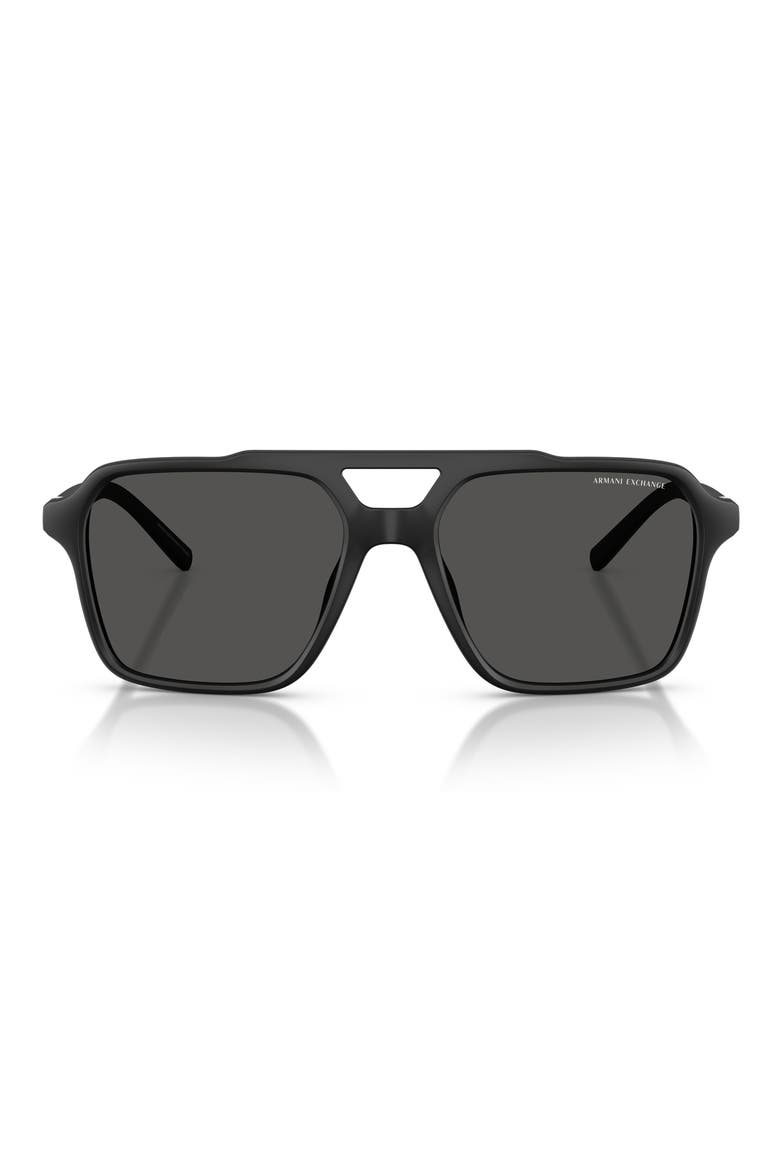 57mm Pilot Sunglasses, Main, color, MATTE BLACK / DARK GREY