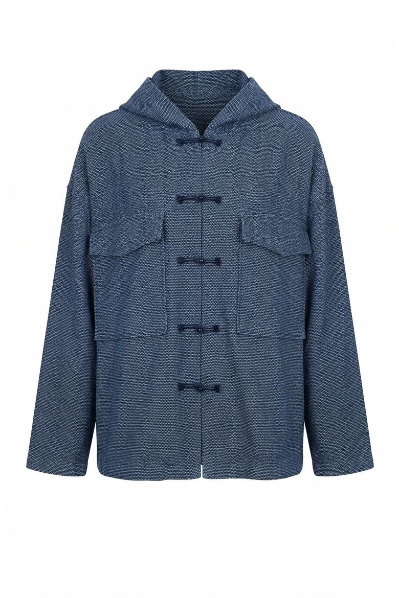 Toggle Closure Hooded Jacket, Alternate, color, Indigo