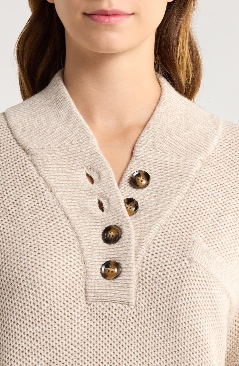 Lunya Cozy Cottonsilk<sup>™</sup> Pocket Henley Sweater, Alternate, color, Oat Marl