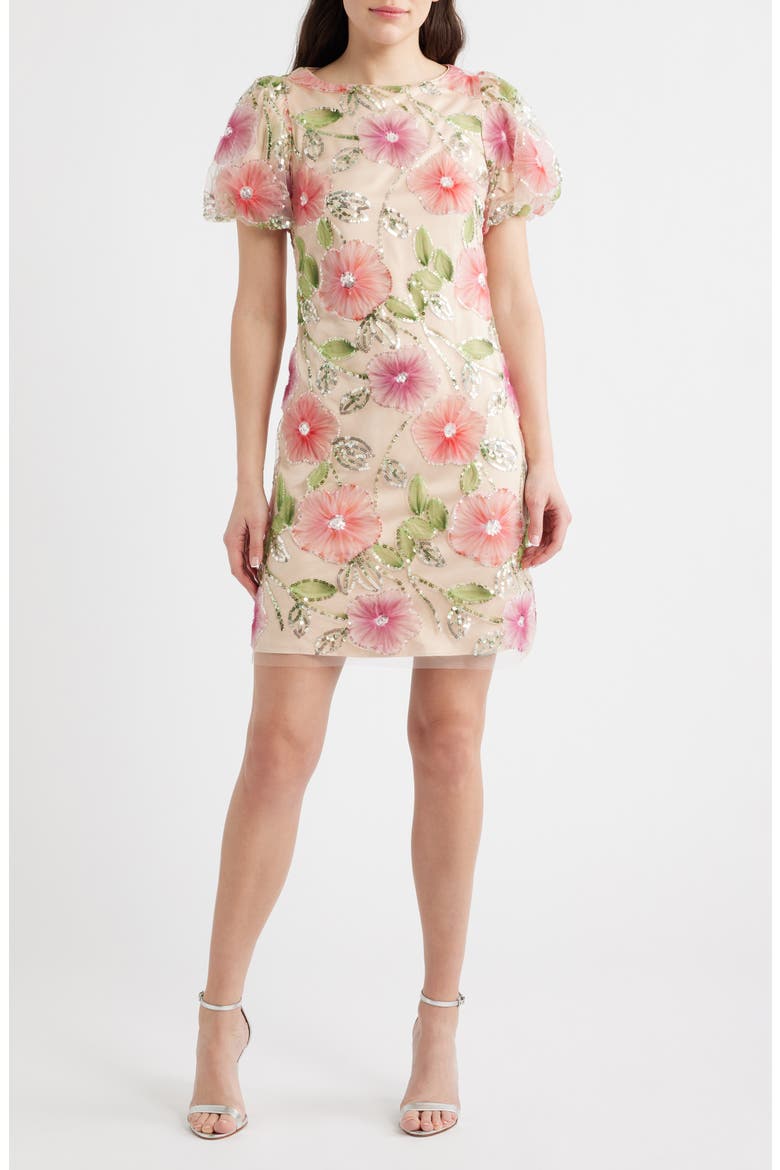 Sequin Floral Shift Dress, Main, color, PURPLE MUL