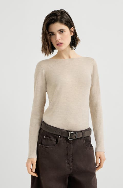 Sparkling cashmere and silk lightweight sweater