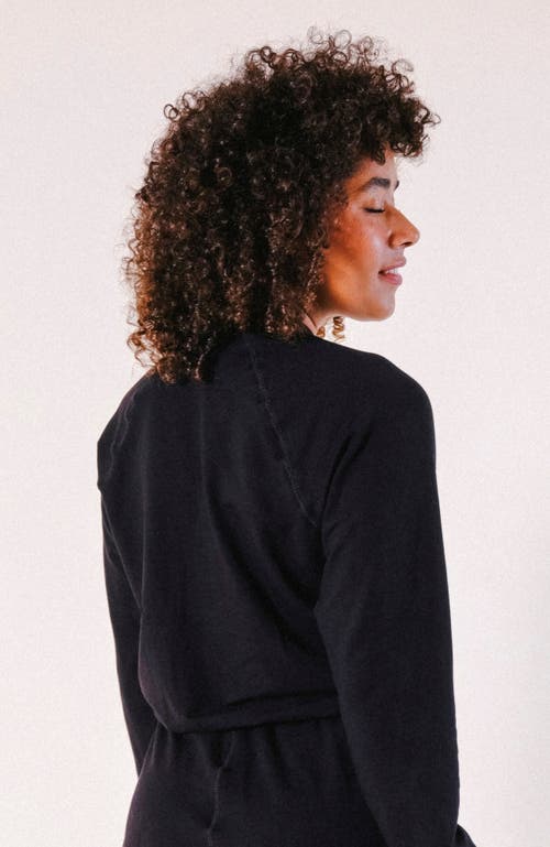 Poplinen Agnes Raglan Organic Cotton + Tencel Sweatshirt In Black