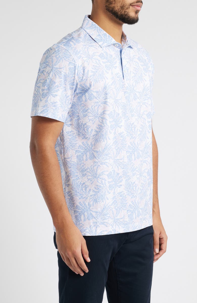 Bugatchi Victor OoohCotton<sup>®</sup> Palm Leaf Print Polo, Alternate, color, Air Blue
