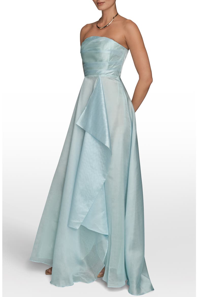 Strapless Ruched Bodice Gown, Alternate, color, SEA MIST