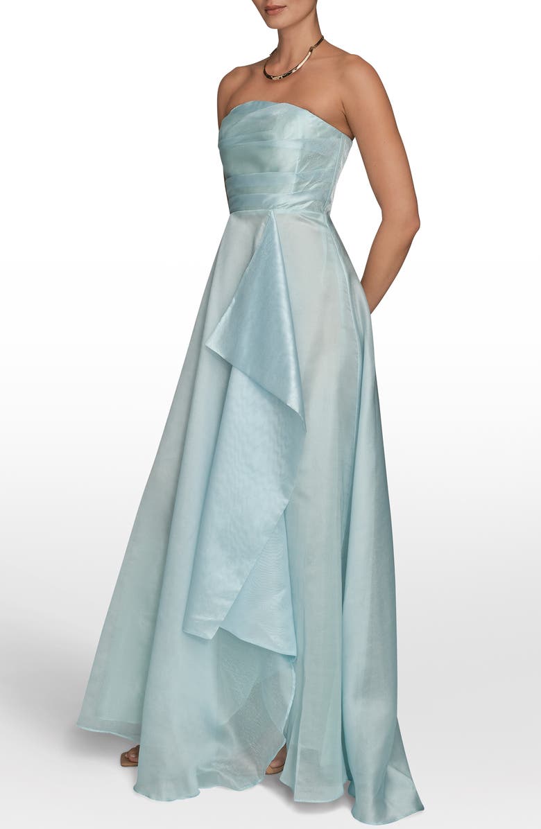 Donna Karan New York Strapless Ruched Bodice Gown, Alternate, color, Sea Mist