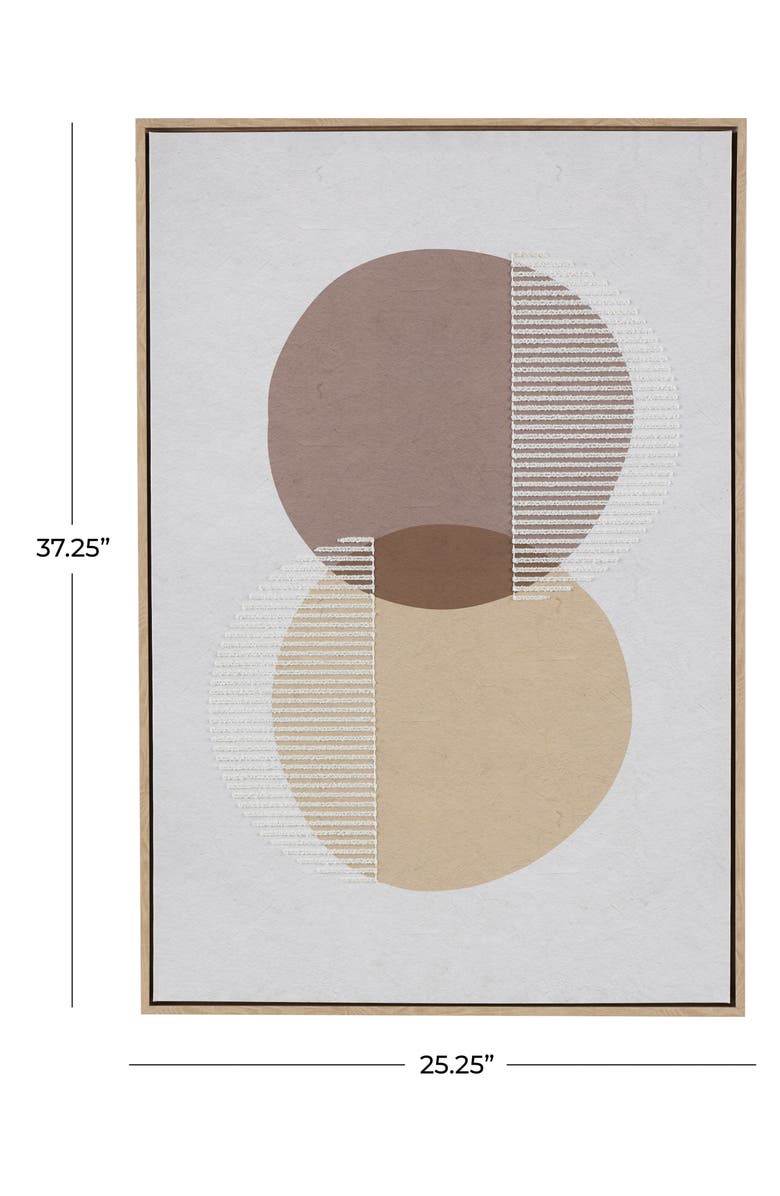 GINGER BIRCH STUDIO Brown Abstract Line Circle Wooden Framed Wall Art, Alternate, color, Brown