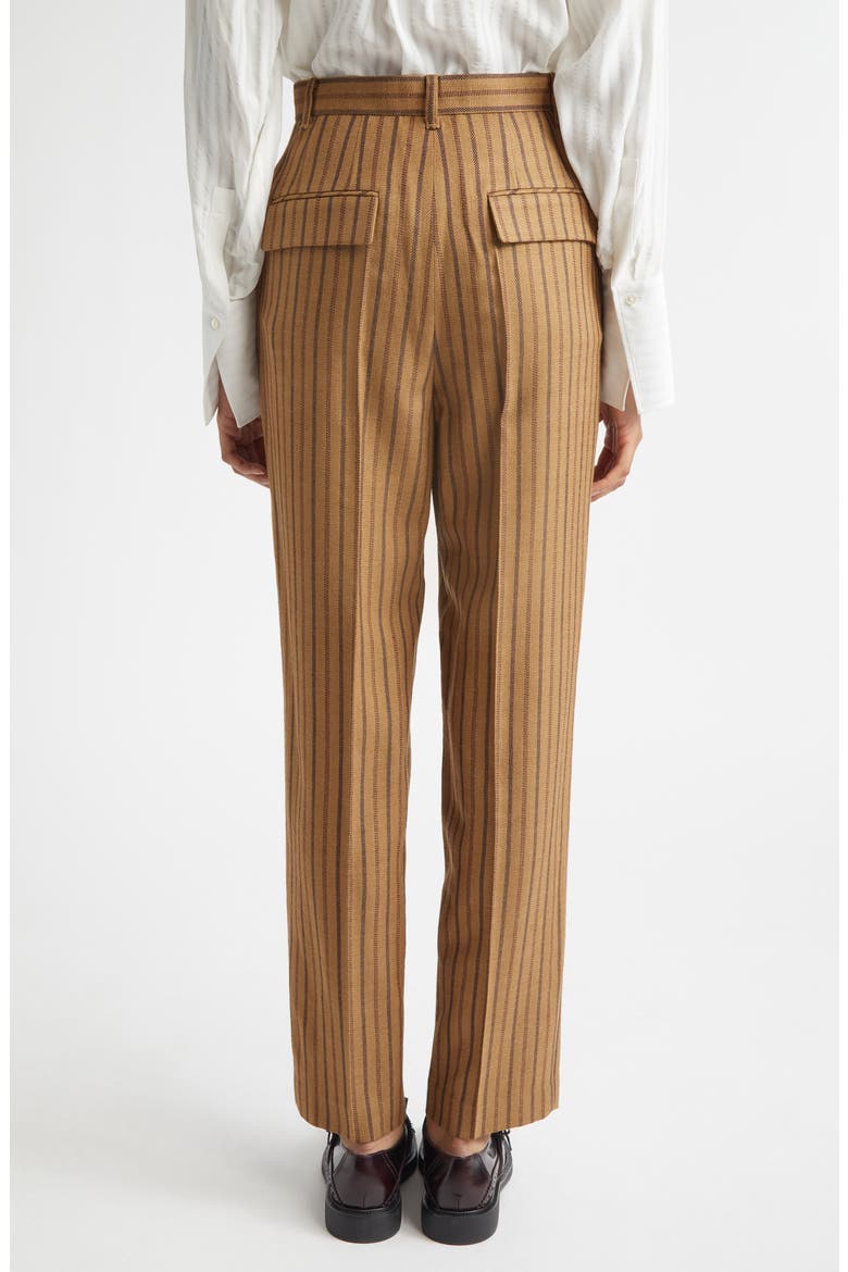 Stripe Wool Blend Straight Leg Pants, Alternate, color, BEIGE VIRGIN WOOL BLEND