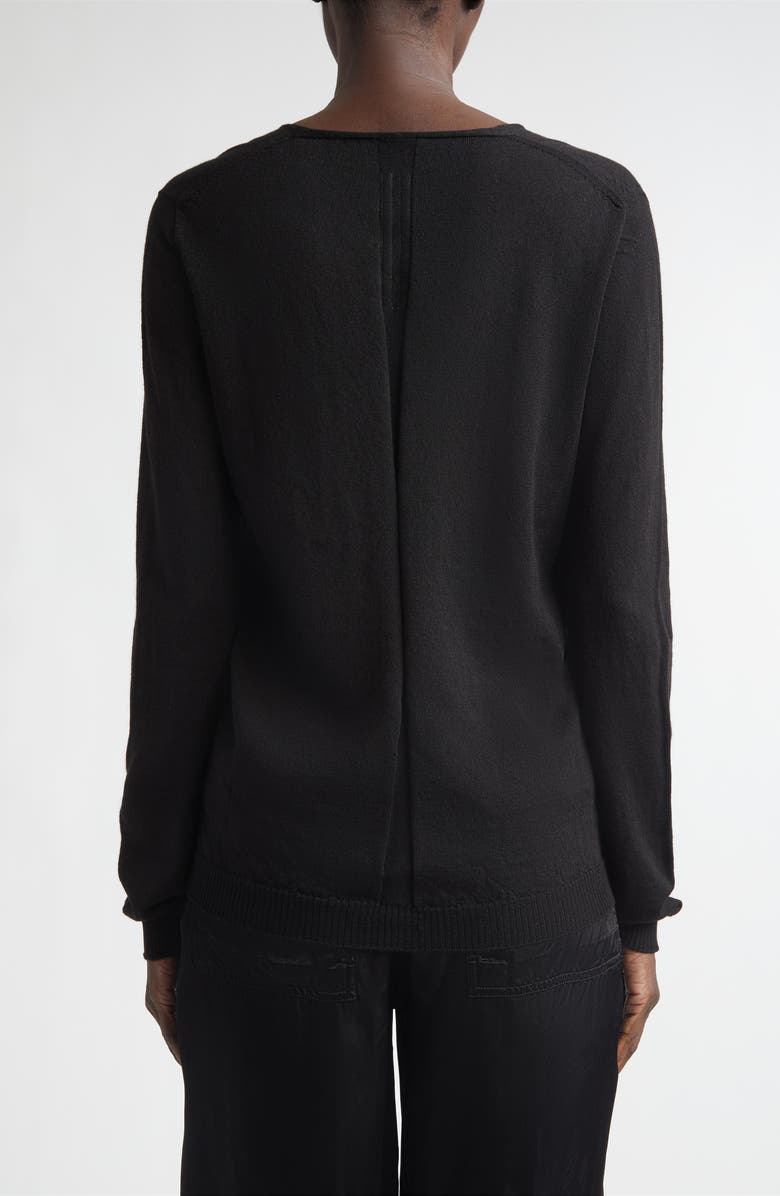 Rick Owens Virgin Wool V-Neck Sweater, Alternate, color, Black
