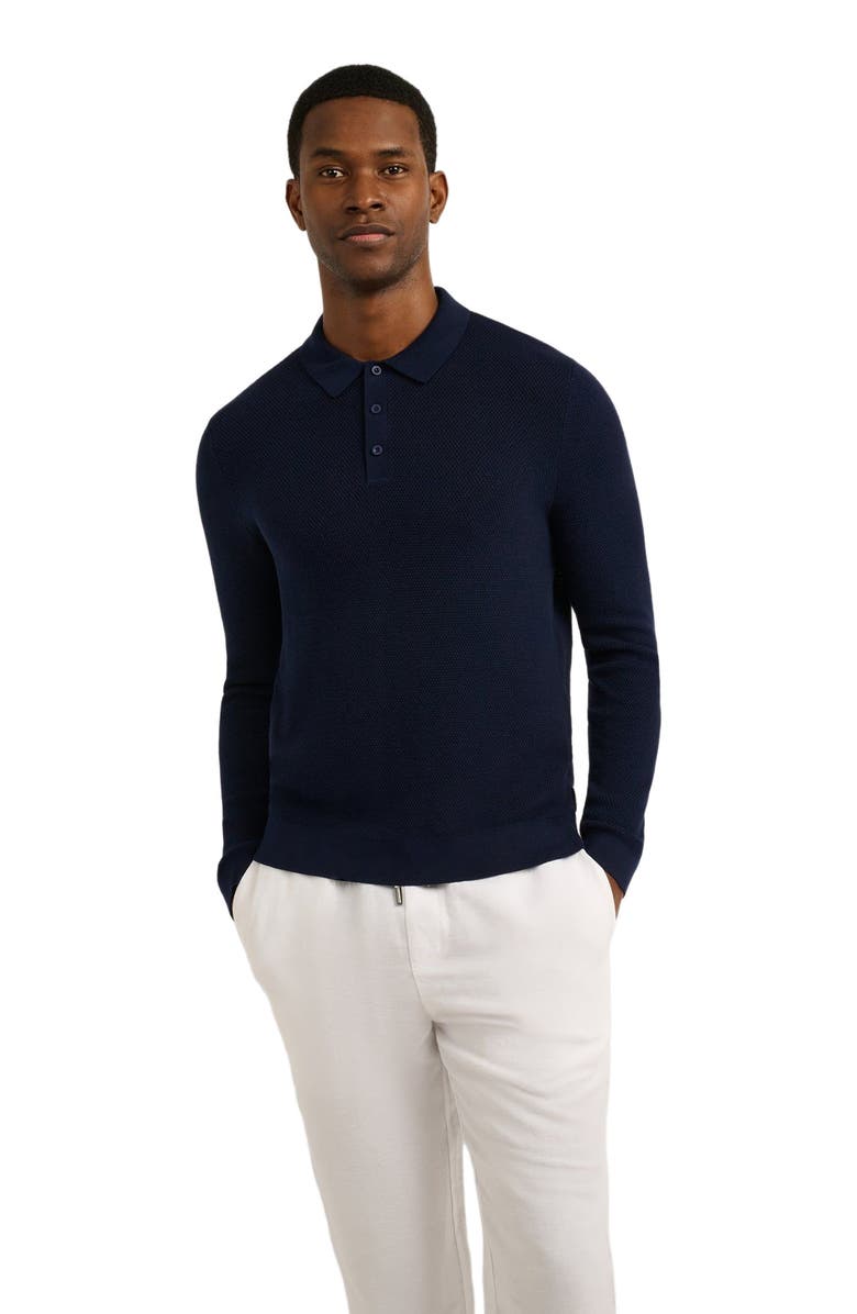 Onia Cotton Textured Knit Long Sleeve Polo, Alternate, color,