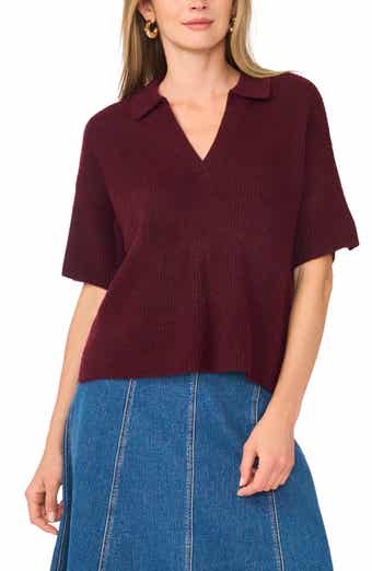 Short Sleeve Johnny Collar Sweater