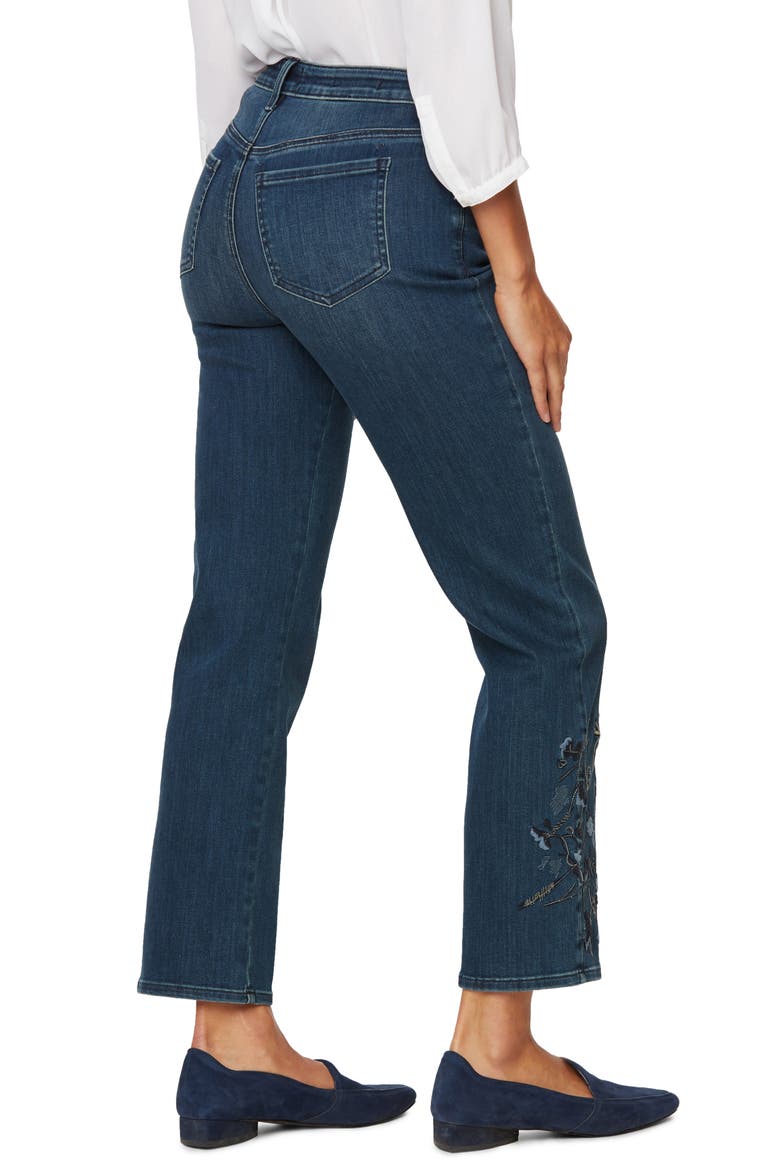 Embroidered Relaxed Ankle Straight Leg Jeans, Alternate, color, CLEAN REVERENCE