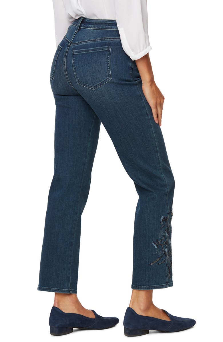 NYDJ Embroidered Relaxed Ankle Straight Leg Jeans, Alternate, color,