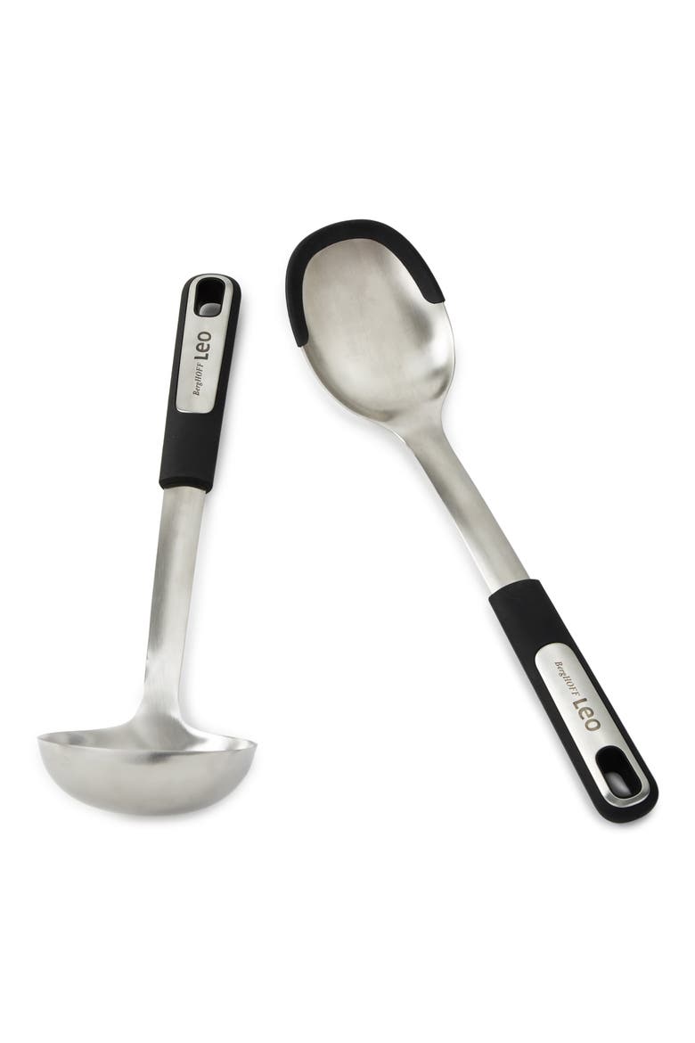 2-Piece Ladle & Serving Spoon Set, Main, color, SILVER