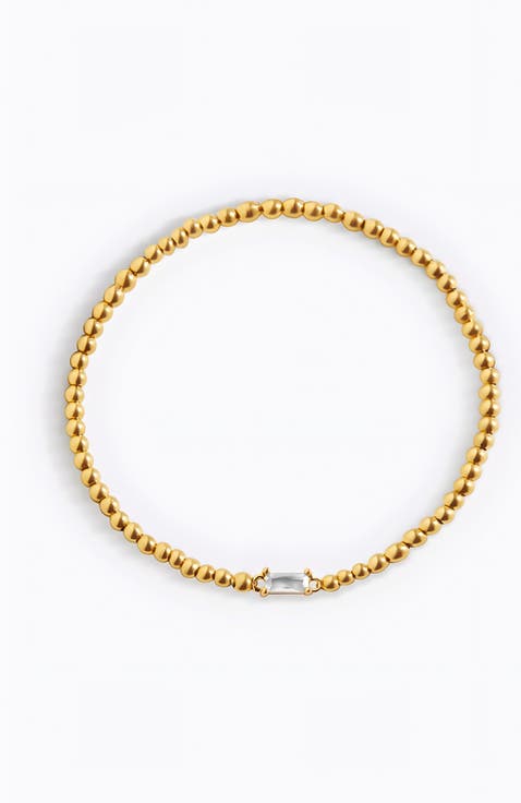 Gold Beaded Birthstone Bracelet