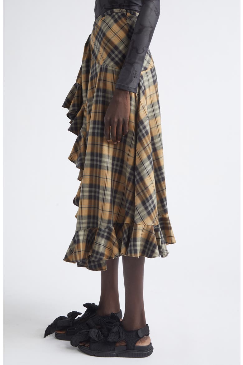Florist Sky Plaid Asymmetric Skirt, Alternate, color, SMOG PLAID
