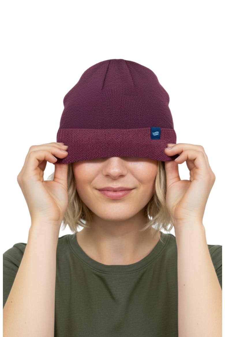 The Essential Merino Marled Beanie, Alternate, color, Burgundy