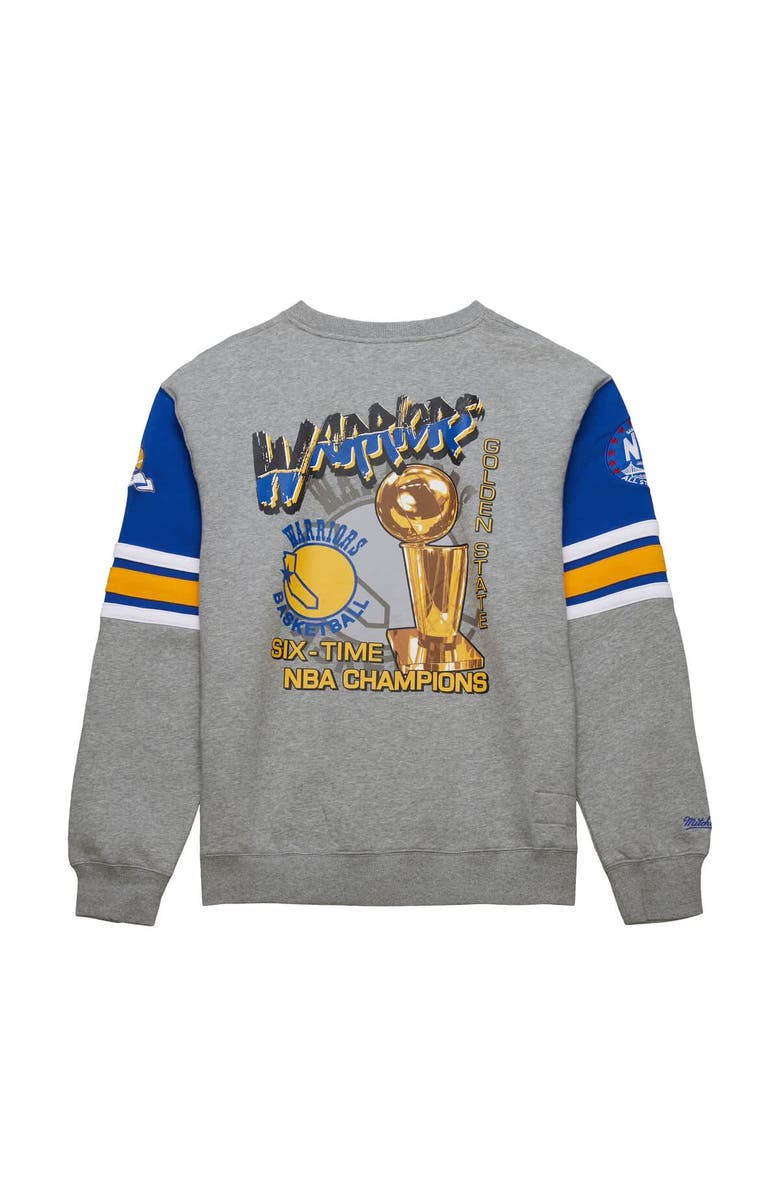 Mitchell & Ness Men's Mitchell & Ness Heather Gray Golden State Warriors Hardwood Classics All Over 4.0 Pullover Sweatshirt, Alternate, color, Heather Gray