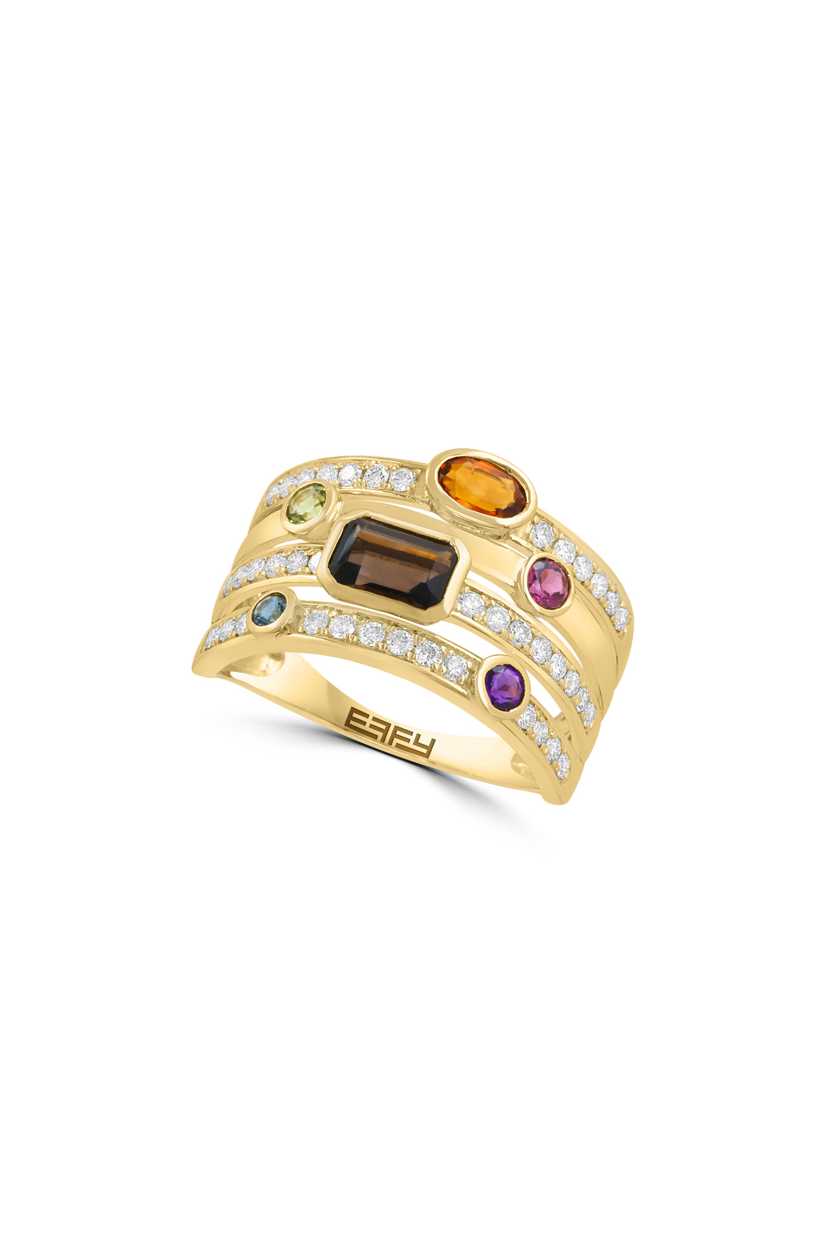 Gold Plated Multi-Stone Statement Ring