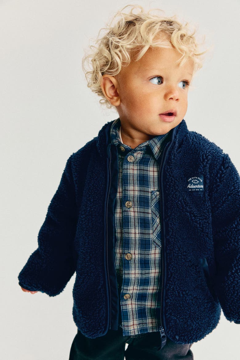 Teddy Fleece Jacket, Alternate, color, Navy blue