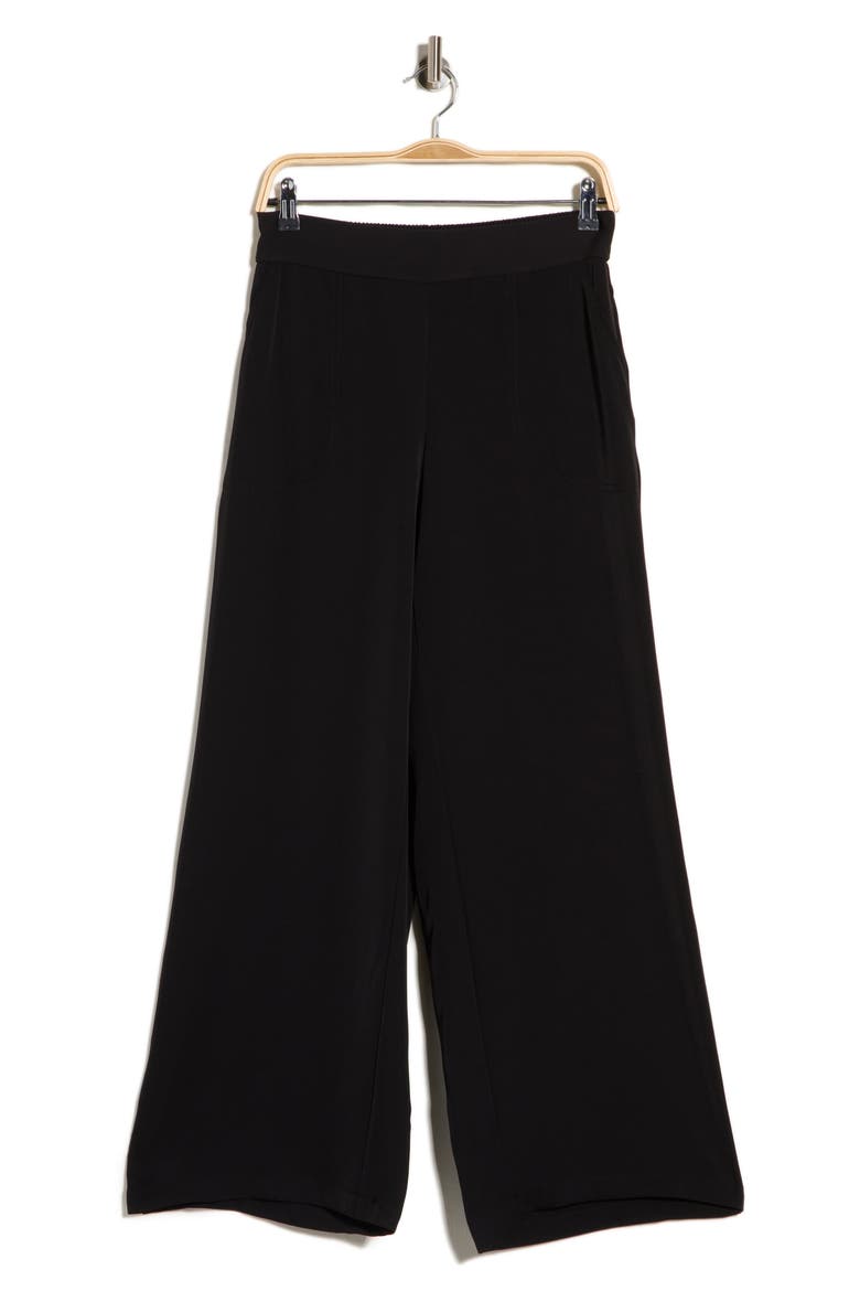 Textured Wide Leg Pants, Main, color, BLACK-BLACK