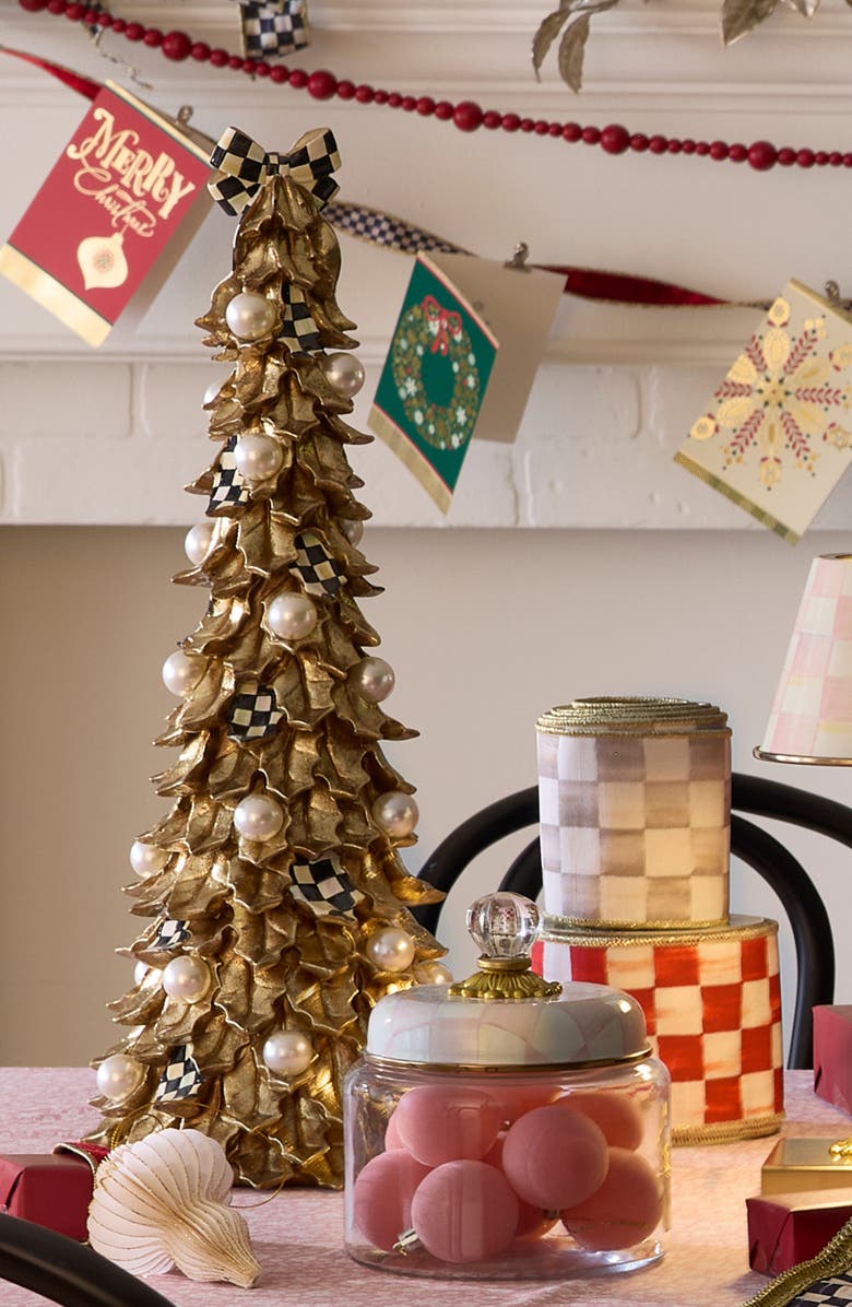 MACKENZIE CHILDS Courtly Noel Handmade Tall Faux Pearl Tree Figurine, Alternate, color,