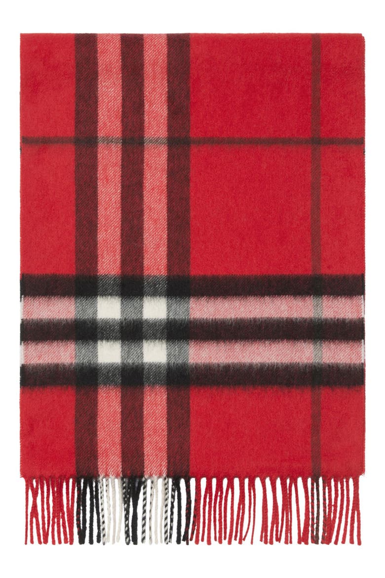 Giant Check Cashmere Scarf, Alternate, color, POST RED