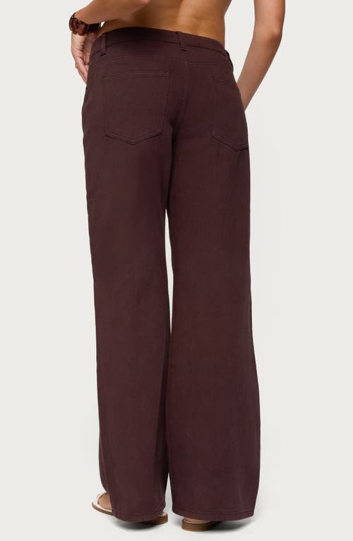 Edikted Roman Slouchy Low Rise Wide Leg Jeans In Brown