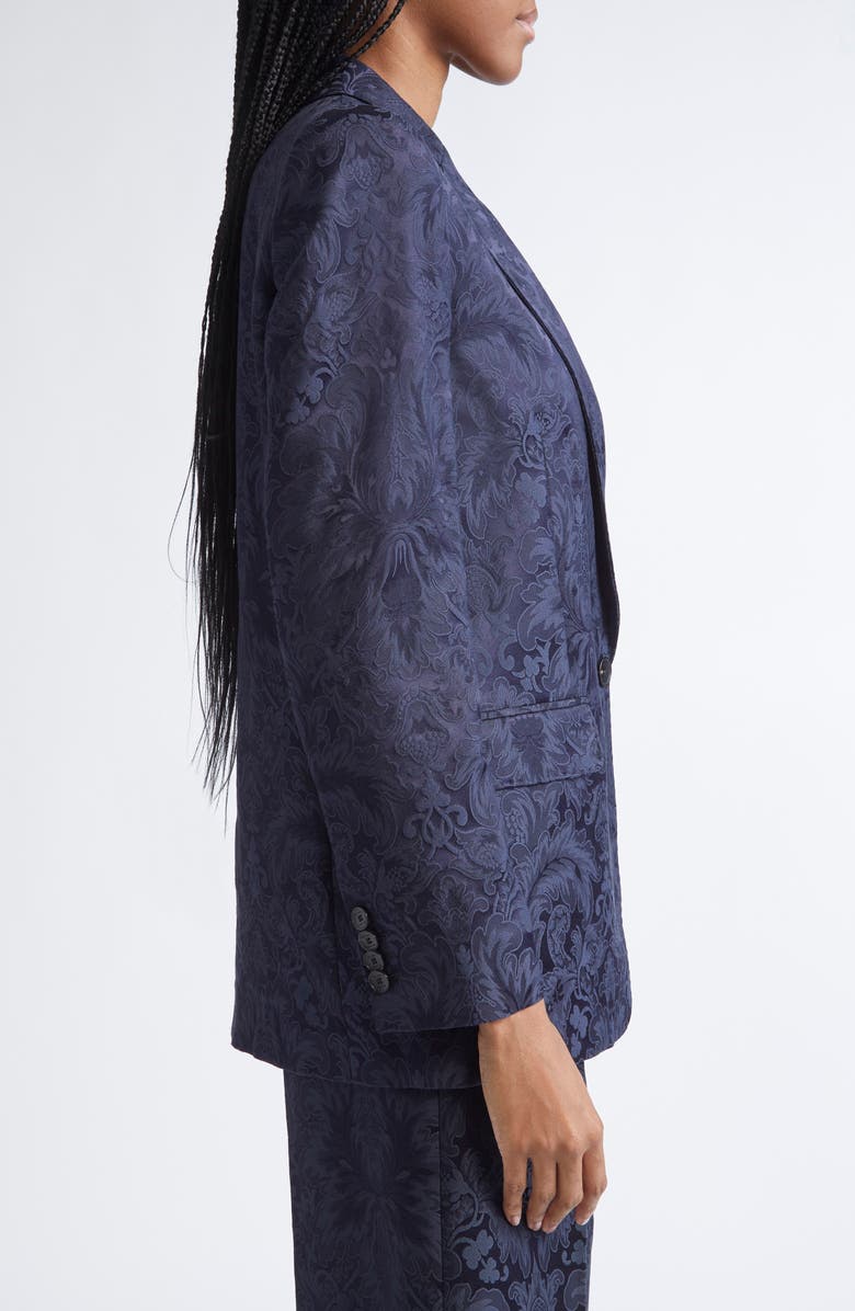 Etro One Button Tonal Paisley Blazer, Alternate, color, Blu Scurissimo 3