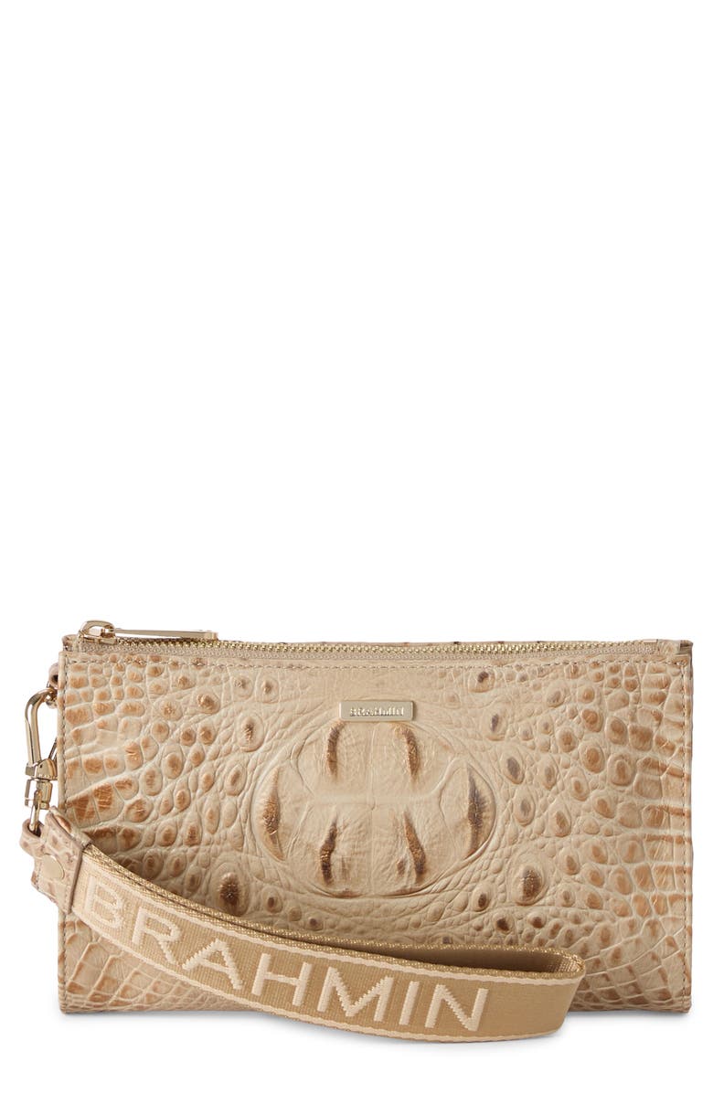 Brahmin Adia Croc Embossed Leather Wristlet, Main, color, 