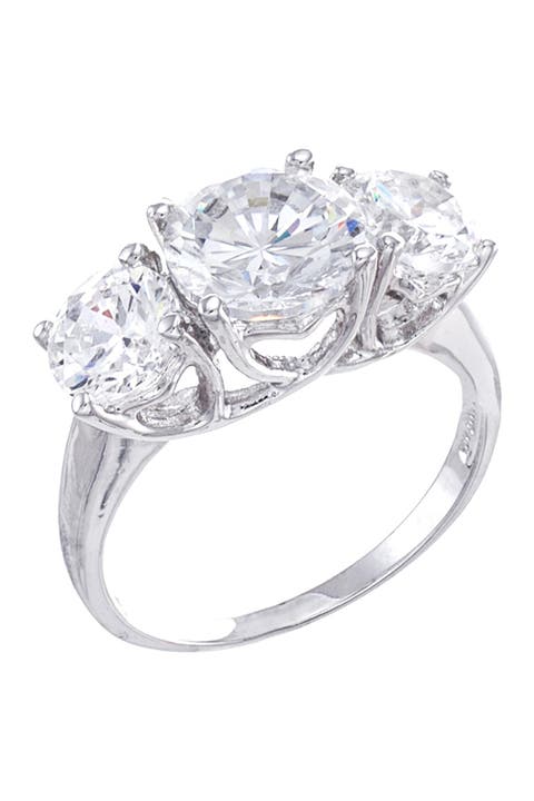 Round Cubic Zirconia Triple Stone Ring