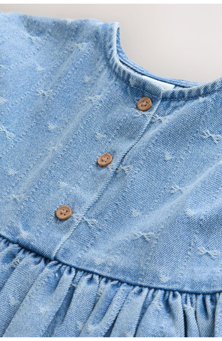 NEXT Kids' Bow Jacquard Denim Dress, Alternate, color, Blue