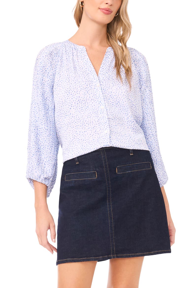 Abstract Print Button-Up Shirt, Main, color, LAKE BREEZE
