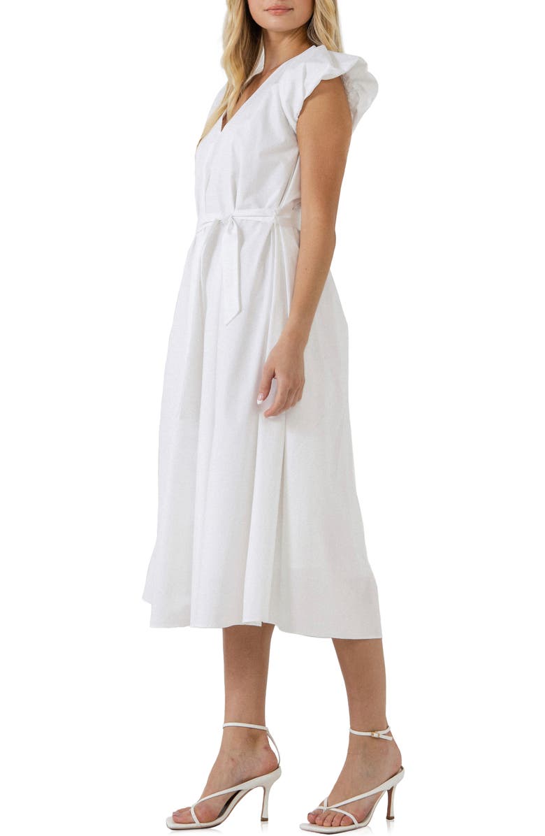English Factory Puff Sleeve Cotton Midi Dress, Alternate, color, 