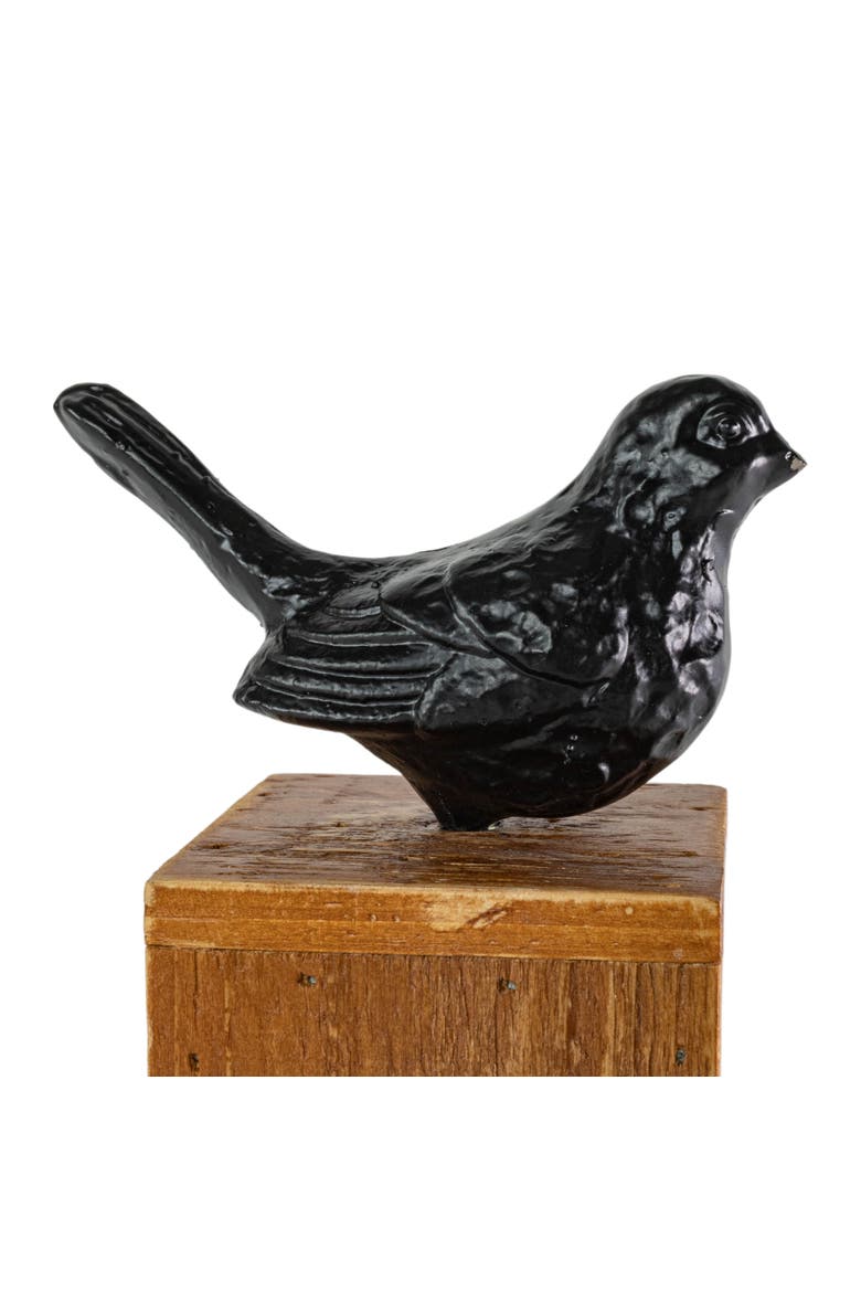 Black Bird Figure Cast Iron Wood & MDF, Alternate, color, Black