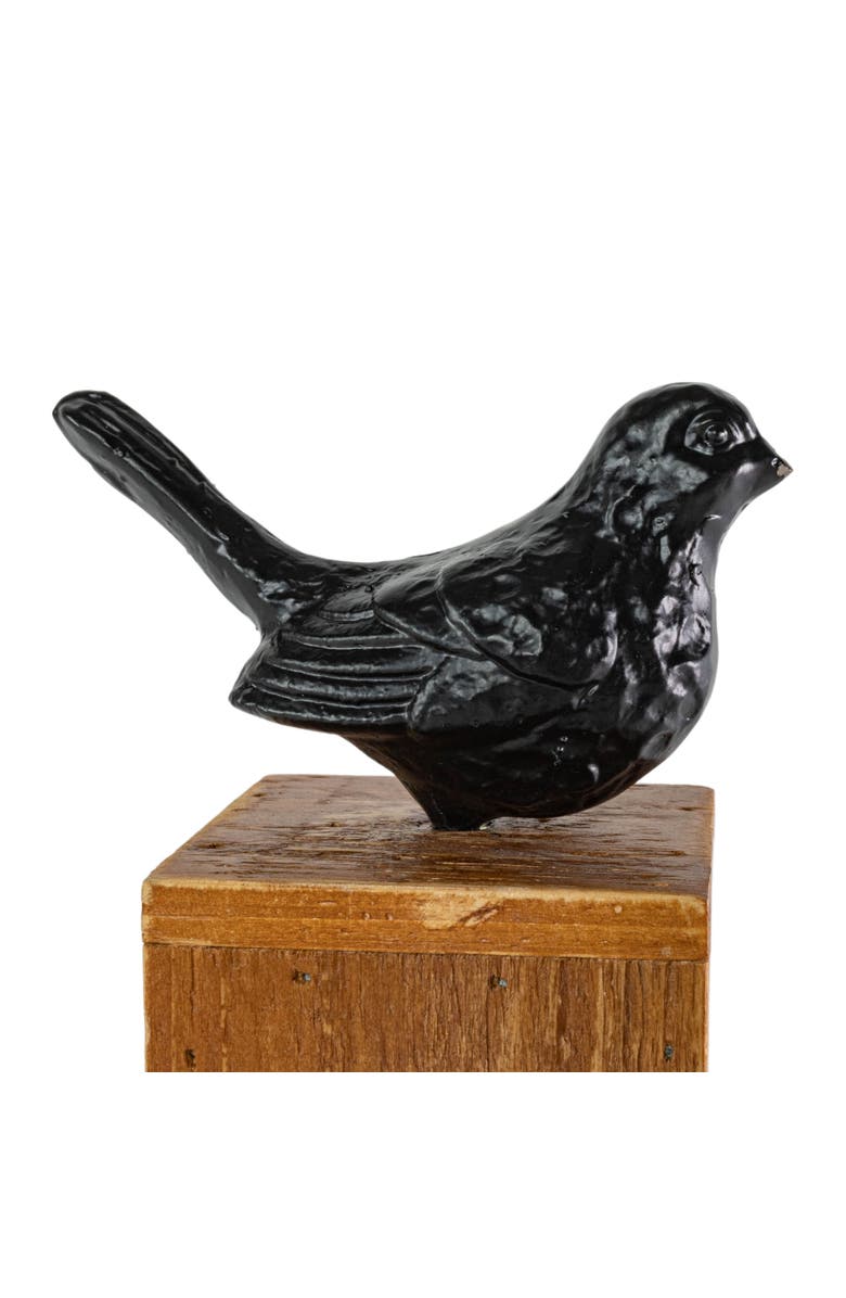 Foreside Home and Garden Black Bird Figure Cast Iron Wood & MDF, Alternate, color, Black