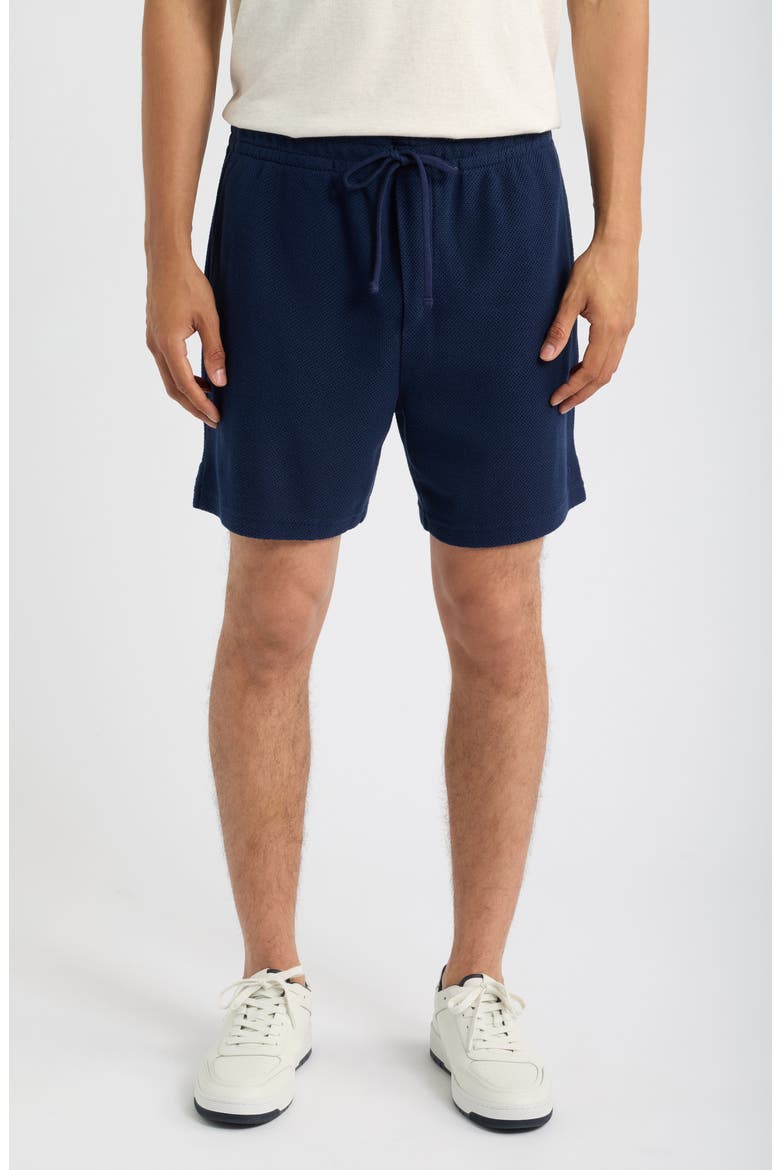6-Inch Textured Pointelle Drawstring Shorts, Main, color, CRUISE NAVY