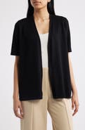 AK ANNE KLEIN Newport Open Front Elbow Sleeve Cardigan