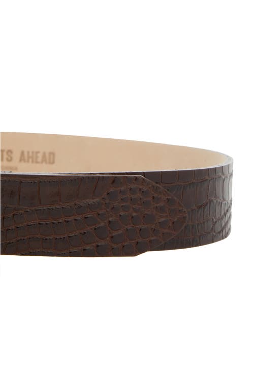 L'agence Milou Domed Buckle Croc Embossed Patent Leather Belt