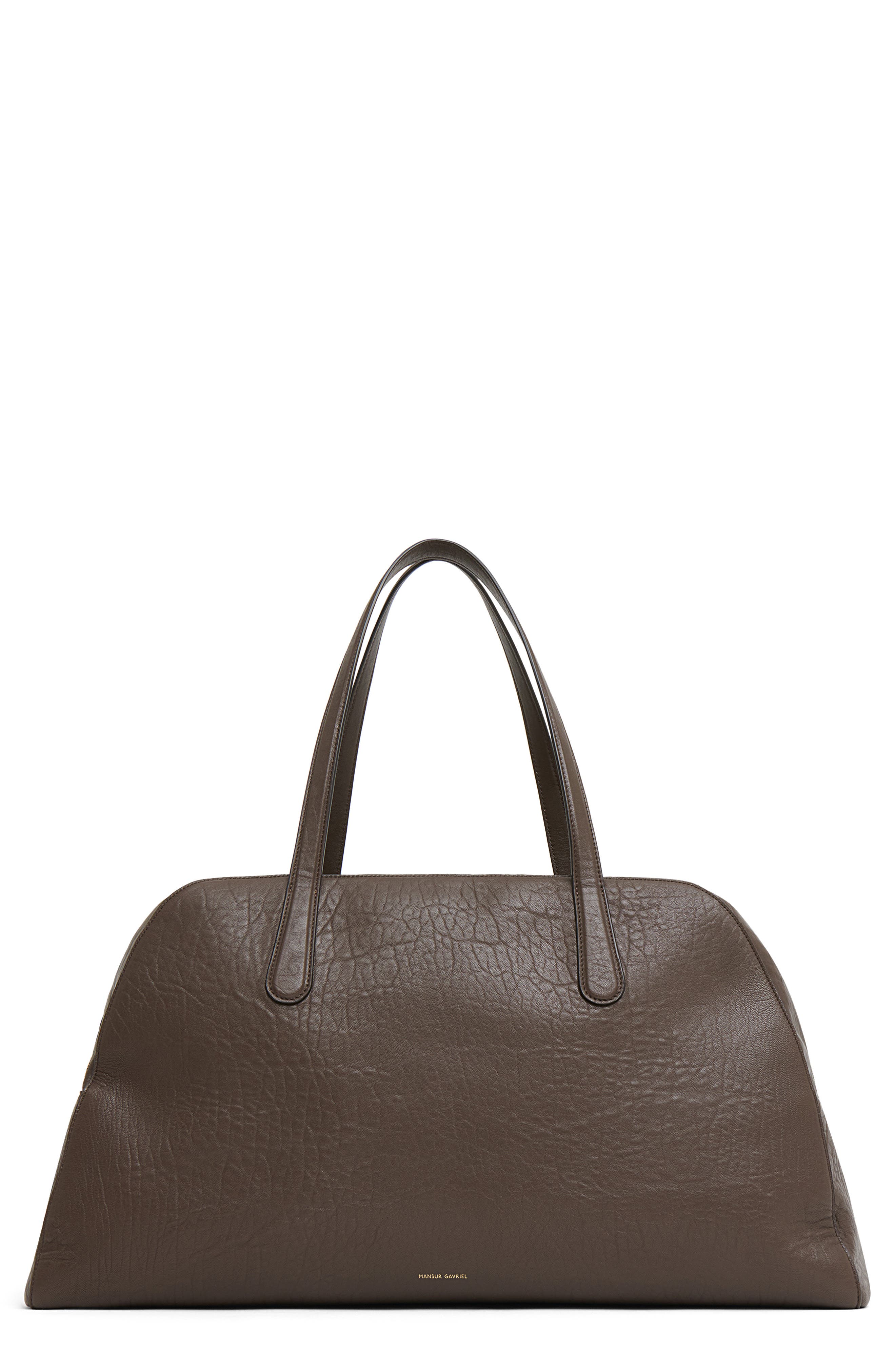 Mansur Gavriel Helios Leather Travel Bag In Brown